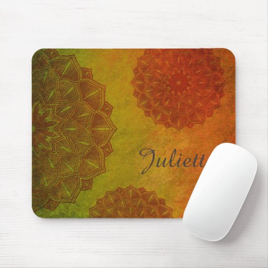Personalisierte orange Mandala-Mausunterlage Mousepad (Mit Mouse)
