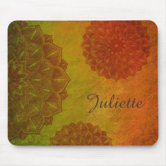 Personalisierte orange Mandala-Mausunterlage Mousepad (Vorne)