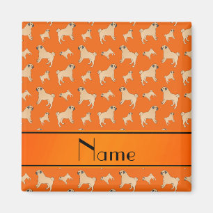 Personalisierte orange Mopsnamenshunde Magnet
