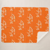 Personalisierte Orange Mr & Mrs Decke als Geschenk Sherpadecke (Vorderseite (Horizontal))