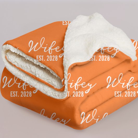 Personalisierte Orange Mr & Mrs Decke als Geschenk Sherpadecke