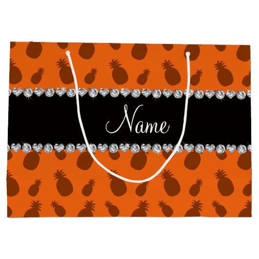 Personalisierte orange Namensananas Große Geschenktüte (Rückseite)