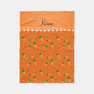 Personalisierte orange Namenskarotten Fleecedecke