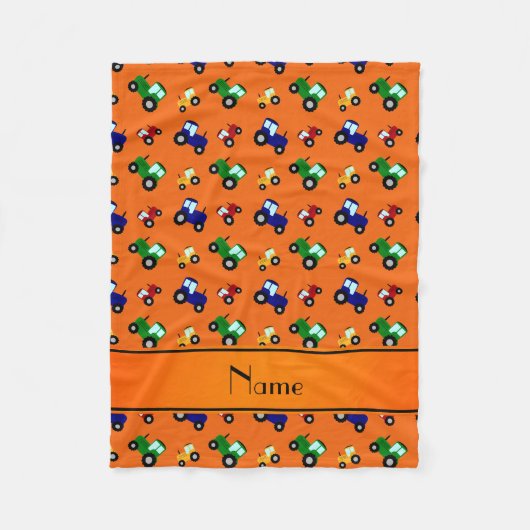 Personalisierte orange Namenstraktoren Fleecedecke (Vorderseite)