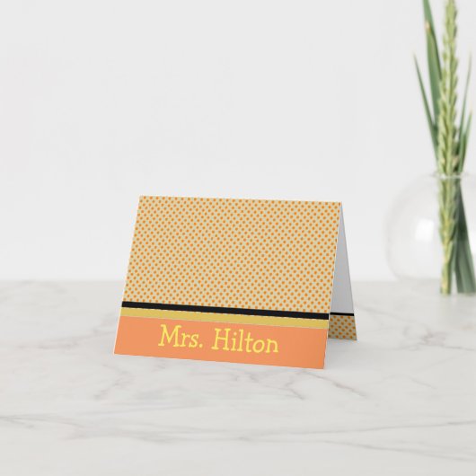 Personalisierte Orange Polka Dot Notecards Dankeskarte (Vorderseite)
