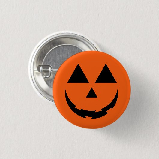 PERSONALISIERTE ORANGE PUMPKIN-GESICHT HALLOWEEN BUTTON (Vorne & Hinten)