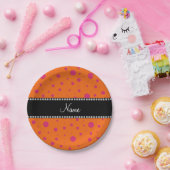 Personalisierte orange rosa Polkanamenspunkte Pappteller (Party)