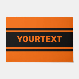 Personalisierte, orange schwarze Streifen Fußmatte