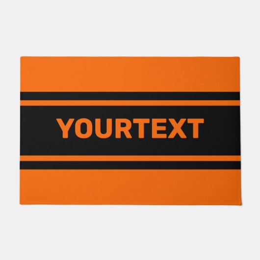 Personalisierte, orange schwarze Streifen Fußmatte (Vorderseite)