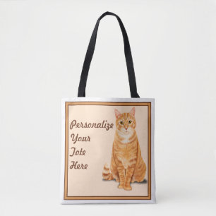 Personalisierte Orange Tabby Katze Tasche