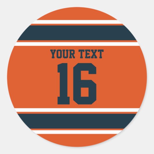 Personalisierte Orange- und Dunkelblaue Sportstrei Runder Aufkleber (Vorderseite)