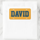 Personalisierte Orange- und Navy-Blue-Lizenzplatte Rechteckiger Aufkleber (Tasche)