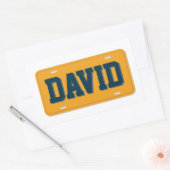 Personalisierte Orange- und Navy-Blue-Lizenzplatte Rechteckiger Aufkleber (Umschlag)