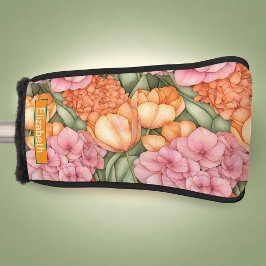 Personalisierte orange und rosa Tulpenblumen Golf Headcover