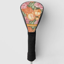 Personalisierte orange und rosa Tulpenblüten Golf Headcover