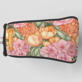 Personalisierte orange und rosa Tulpenblüten Golf Headcover
