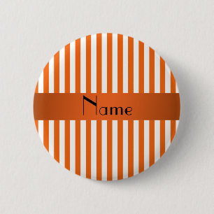 Personalisierte orange und weiße Namensstreifen Button