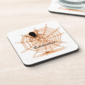 Personalisierte Orange- und White Spider Web-Unter Getränkeuntersetzer (Linke Seite)