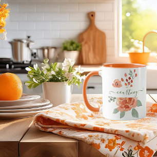Personalisierte Orange-Wasserfarbe-Blumen Tasse