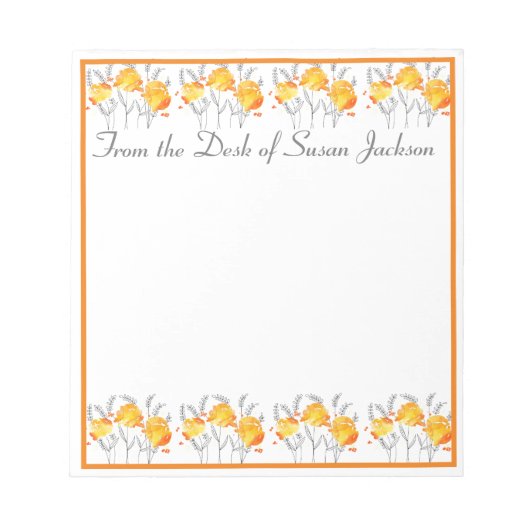 Personalisierte orangefarbene Blume aus dem Schrei Notizblock (Vorderseite)