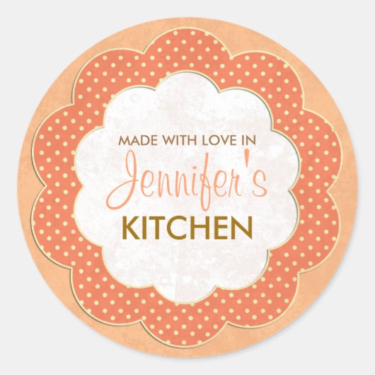Personalisierte Orangefarbene Dot Canning Stickers (Vorderseite)