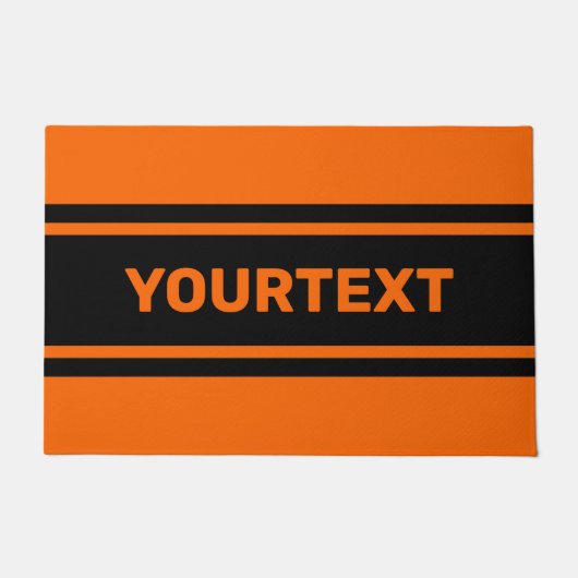 Personalisierte Orangefarbene schwarze Streifen Do Fußmatte (Vorderseite)