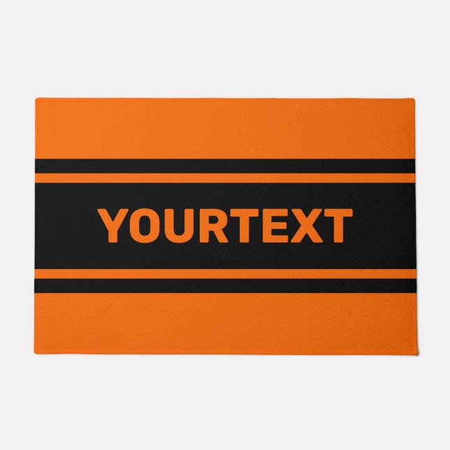 Personalisierte Orangefarbene schwarze Streifen Do Fußmatte (Vorderseite)