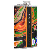 Personalisierte Orangen-, Blau-, Grün-, Schwarz-We Flachmann (Rechts)