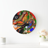 Personalisierte Orangen-, Blau-, Grün-, Schwarz-We Große Wanduhr (Zuhause)