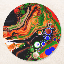 Personalisierte Orangen-, Blau-, Grün-, Schwarz-We Runder Pappuntersetzer