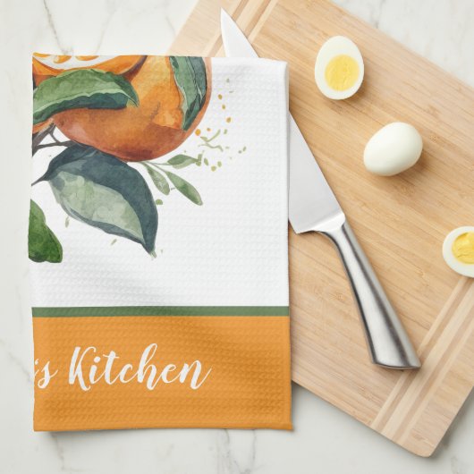 Personalisierte Orangen Obstgärten Geschirrtuch (Viertel Falte)