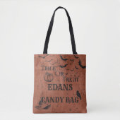 Personalisierte Orangenkids Trick oder Candy Tasche (Vorderseite)