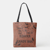 Personalisierte Orangenkids Trick oder Candy Tasche (Rückseite)