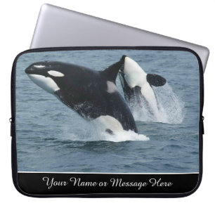 Personalisierte Orca-Schwertwale durchbrechen die Laptopschutzhülle