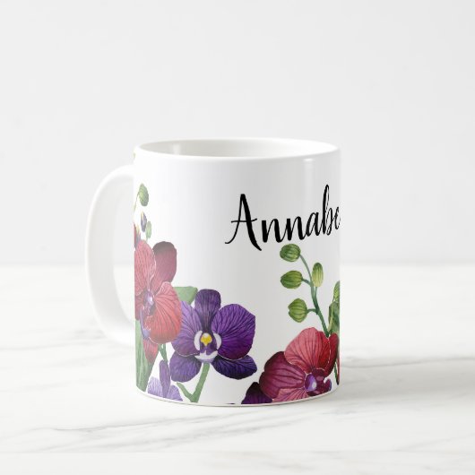Personalisierte Orchideen-Tasse Kaffeetasse (Vorderseite Links)