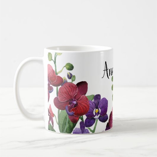 Personalisierte Orchideen-Tasse Kaffeetasse (Links)