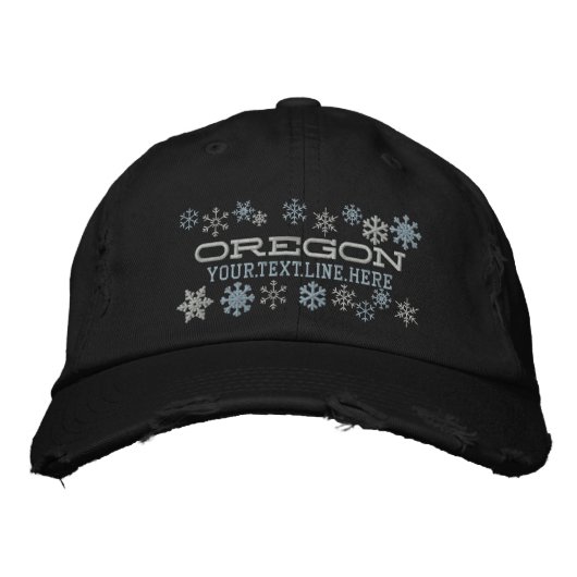 Personalisierte Oregon Winterschneeflocken Bestickte Baseballkappe (Vorderseite)