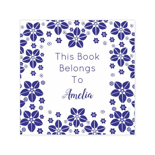 Personalisierte orientalische Blume Dieses Buch ge Permastempel (Design)