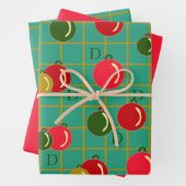 Personalisierte Ornamente - Hellrot und grün Geschenkpapier Set (Beispiel)