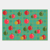Personalisierte Ornamente - Hellrot und grün Geschenkpapier Set (Vorderseite)