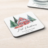 Personalisierte Ornamente zu Weihnachten Neue Zuha Getränkeuntersetzer (Linke Seite)