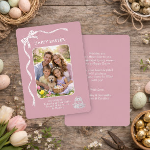 Personalisierte Oster-Familienfoto-Silberband-Schl Folien Feiertagskarte
