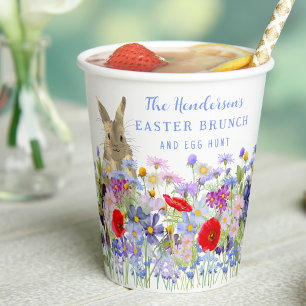 Personalisierte Osterbrunch-Ostereiersuche-Hase-Bl Pappbecher