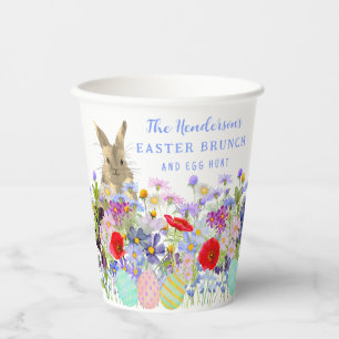 Personalisierte Osterbrunch-Ostereiersuche-Hase-Bl Pappbecher
