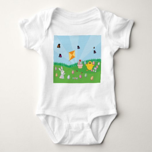 Personalisierte Ostereier Hundeschlitten Bunny Chi Baby Strampler (Vorderseite)