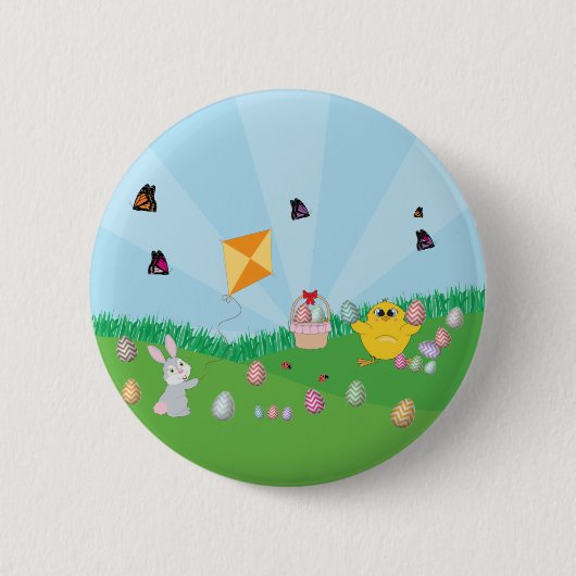 Personalisierte Ostereier Hundeschlitten Bunny Chi Button (Vorderseite)