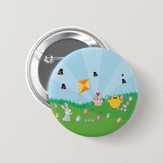 Personalisierte Ostereier Hundeschlitten Bunny Chi Button (Vorne & Hinten)
