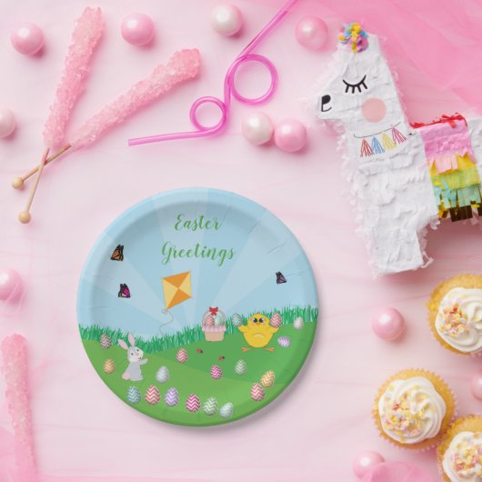 Personalisierte Ostereier Hundeschlitten Bunny Chi Pappteller (Party)