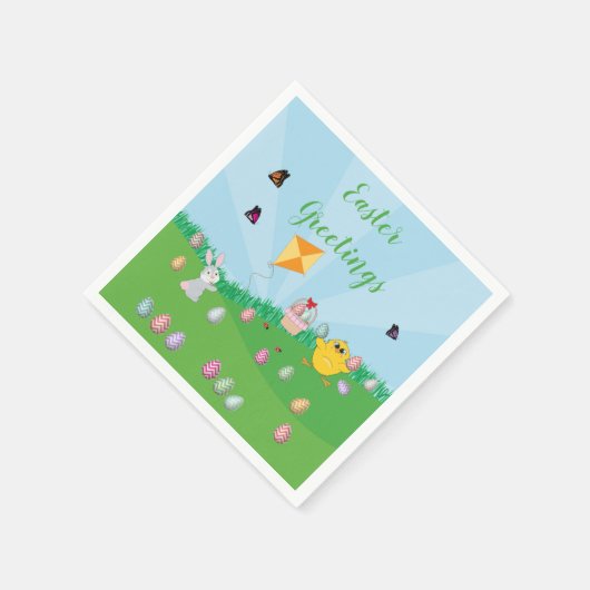 Personalisierte Ostereier Hundeschlitten Bunny Chi Serviette (Ecke)