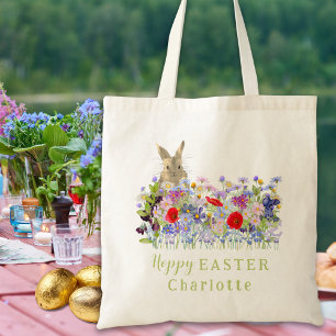 Personalisierte Ostereiersuche Süßer Hase Wildblum Tragetasche